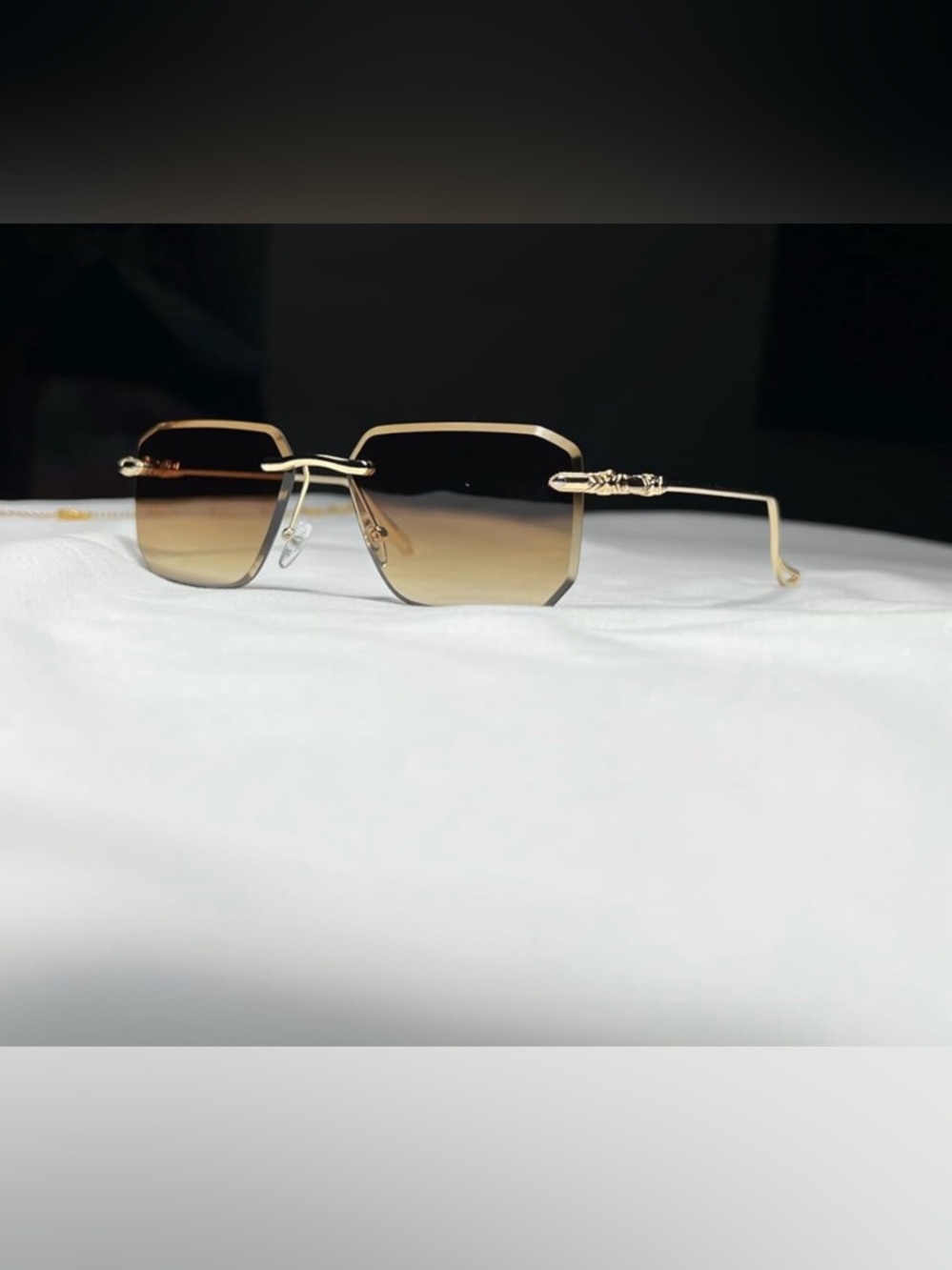 Frameless Gradient Brown Lens Glasses